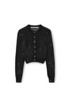 Alexander Wang black 珠饰烫钻短款圆领开衫