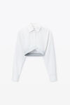 Alexander Wang white cropped shirt in organic cotton with logo elastic