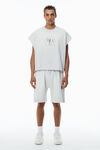 Alexander Wang light heather grey 做旧徽标装饰棉质无袖 t 恤