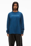 alexander wang long sleeve glitter puff logo tee dark navy combo