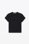 Alexander Wang black distressed logo shrunken tee in cotton jersey