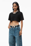 alexander wang crop tee in high twist jersey   black