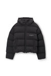 Alexander Wang black cropped hooded puffer coat with reflective logo