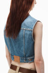 alexander wang 牛仔紧身机车背心 vintage medium indigo