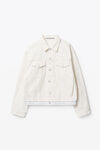 alexander wang 天然牛仔徽标机车夹克 vintage white