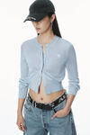 Alexander Wang ariel blue logo-embroidered cropped cardigan in viscose