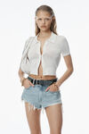 Alexander Wang soft white 徽标装饰粘胶纤维刺绣 polo 开衫