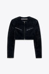 Alexander Wang black black bubble grain velvet cropped jacket