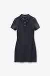 Alexander Wang charcoal 碳灰色羊毛混纺短袖 polo 连衣裙