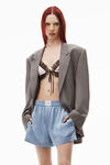 alexander wang pajama boxer shorts in silk paisley jacquard blue bells