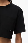alexander wang crop tee in high twist jersey   black