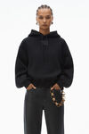 Alexander Wang black 发泡徽标装饰硬挺毛圈布连帽衫