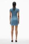 Alexander Wang washed blue 罗纹棉短袖家居连衣裙