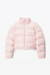 Alexander Wang light pink cropped puffer coat with reflective logo