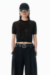 Alexander Wang black 黑色透明珠烫钻圆领 t 恤