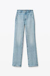 alexander wang fly 高腰修身堆叠牛仔裤 light indigo fade