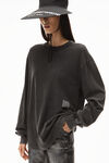 Alexander Wang acid black long-sleeve tee in acid wash cotton