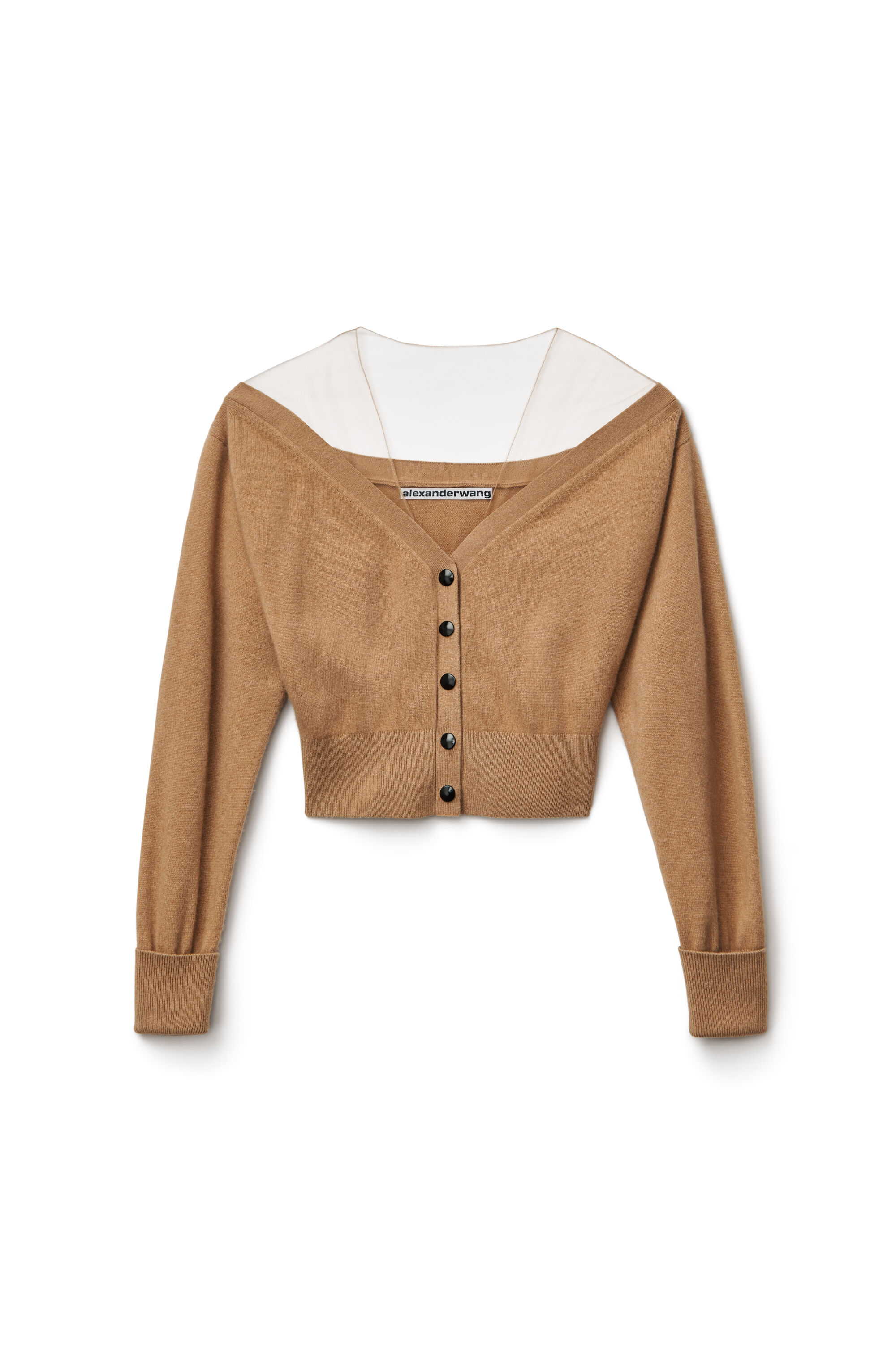 tan cropped cardigan