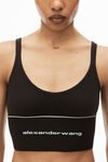 alexander wang logo elastic bra in ribbed jersey    black