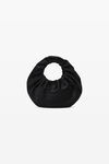 crescent small handle bag in satin w/debossed logo