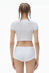 Alexander Wang white 水晶烫钻短袖短款 t 恤