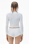 Alexander Wang white crystal hotfix long-sleeve cardigan in waffle knit