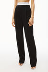 alexander wang high-waisted pleated trouser in twill black