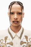 alexander wang baroque 真丝斜纹布系扣上衣 ivory multi
