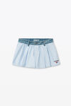 Alexander Wang oxford blue/white cotton oxford boxer-style shorts with denim waistband