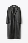 alexander wang tailored boxy coat in moto leather black