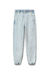 alexander wang  logo print jogger in denim pebble bleach/white