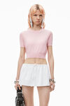 Alexander Wang pink chalk 超细美利奴羊毛徽标装饰压纹 t 恤