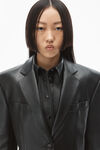 alexander wang boxy blazer in leather black