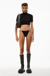 alexander wang 紧身尼龙短袖高领衫 black