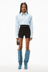 alexander wang logo elastic bike short in ribbed jersey black