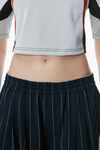 Alexander Wang navy/grey 细条纹热带羊毛弹力长裤