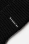 Alexander Wang black logo earmuff beanie in ribbed wool stretch