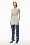 alexander wang logo elastic dress in ribbed jersey grey