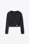 Alexander Wang washed black cardigan in waffle-knit cotton stretch