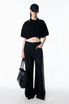 Alexander Wang black cropped cinched cotton polo