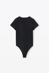Alexander Wang black short-sleeve bodysuit in rib-knit jersey