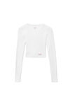 Cropped Long-Sleeve Tee in Ribbed Cotton Jersey