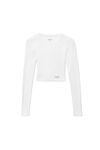 Alexander Wang white 罗纹平纹针织布短款长袖 t 恤