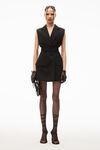 alexander wang sleeveless blazer dress in wool  black