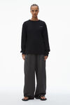 alexander wang long sleeve tee in high twist jersey black