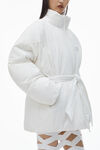 Alexander Wang white puffer coat with dome logo patch