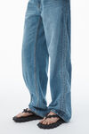 Alexander Wang vintage light indigo 徽标装饰压纹牛仔布泡泡慢跑长裤