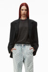 alexander wang  logo print jogger in denim pebble bleach/white
