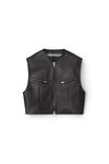 alexander wang tailored short vest in moto leather black