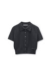 Alexander Wang charcoal charcoal wool short sleeve polo cardigan